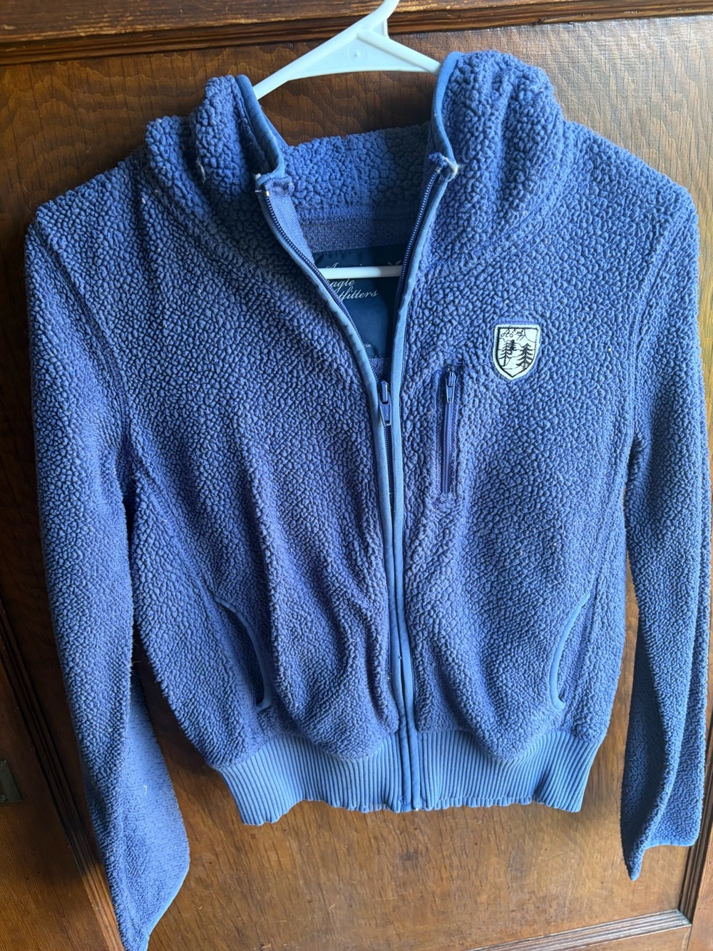 Vintage American Eagle periwinkle Sherpa Zip-Up Hooded Jacket